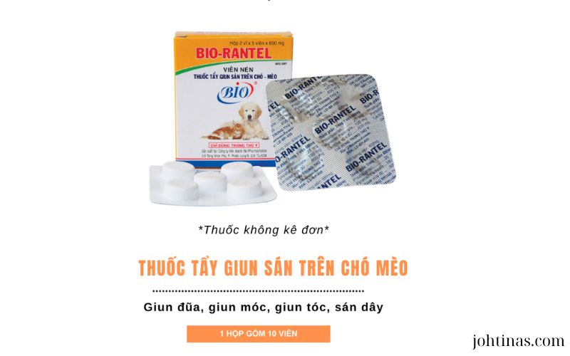 Thuốc tẩy giun sán trên chó mèo nhỏ Bio Rantel hộp 10 viên