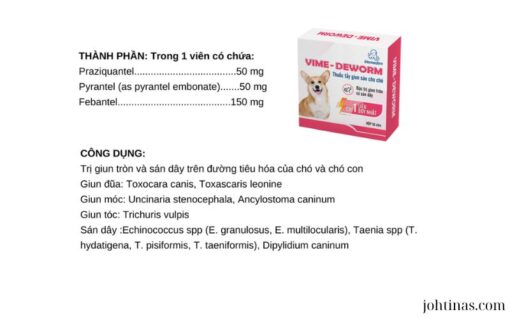 Vemedim Vime Deworm chứa các thành phần hoạt chất chính được biết đến với khả năng hiệu quả trong việc loại bỏ giun sán