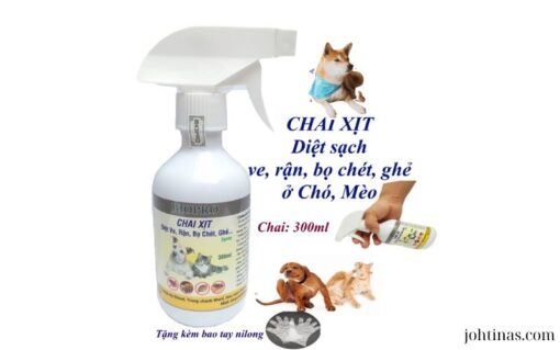 Chai xịt diệt sạch ve, rận, bọ chét cho Chó Mèo BioPro Chai 300ml